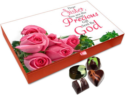 

Chocholik Rakhi Gift - My Sister Is The Most Precious Gift I Have Chocolate Box For Brother / Sister - 12pc Truffles(144 g)