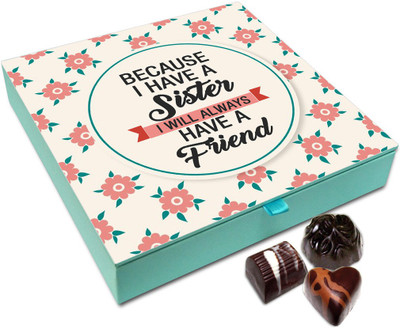 

Chocholik Rakhi Gift Box - My Sister Is My friend And She Knows It Chocolate Box For Brother / Sister - 9pc Truffles(108 g)