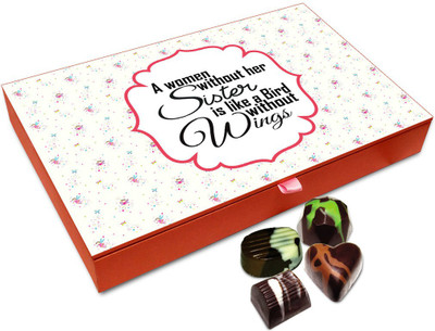 

Chocholik Rakhi Gift Box - Woman Without Sister Is Bird Without Its Wing Chocolate Box For Brother / Sister - 12pc Truffles(144 g)