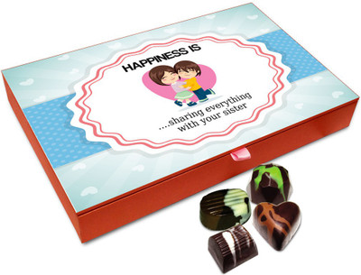 

Chocholik Rakhi Gift Box - Happiness Is Sharing Everything With Sister Chocolate Box For Brother / Sister - 12pc Truffles(144 g)