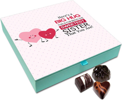 

Chocholik Rakhi Gift Box - Big Hug To Sweetest Sister Chocolate Box For Brother / Sister - 9pc Truffles(108 g)