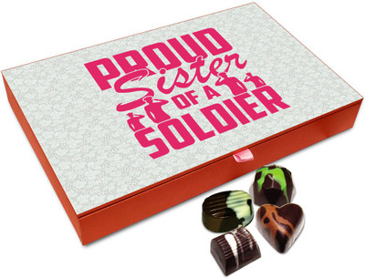 

Chocholik Rakhi Gift Box - I Am A Proud Sister Of Soldier Chocolate Box For Brother / Sister - 12pc Truffles(144 g)