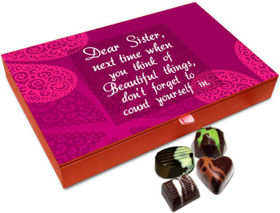 

Chocholik Rakhi Gift - Sister Count Yourself In The Most Beautiful Things Chocolate Box For Brother / Sister - 12pc Truffles(144 g)