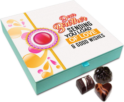 

Chocholik Rakhi Gift Box - Loads Of Love To My Brother Chocolate Box For Brother / Sister - 9pc Truffles(108 g)