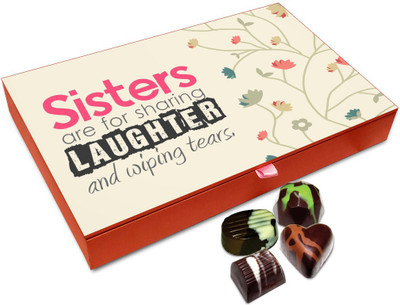 

Chocholik Rakhi Gift Box - Sisters Are For Laughter And Wiping Tears Chocolate Box For Brother / Sister - 12pc Truffles(144 g)