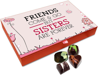 

Chocholik Rakhi Gift Box - People Come And Go But Sisters Are Forever Chocolate Box For Brother / Sister - 12pc Truffles(144 g)