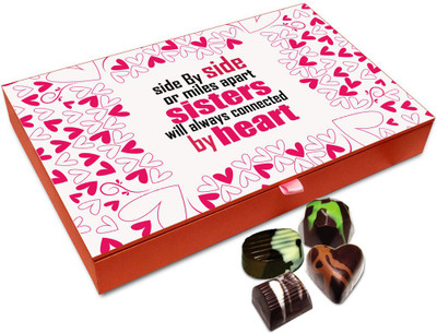 

Chocholik Rakhi Gift Box - Sisters Are Always Connected By Heart Chocolate Box For Brother / Sister - 12pc Truffles(144 g)