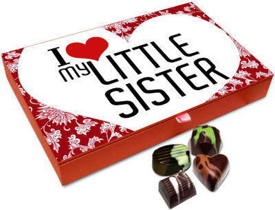 

Chocholik Rakhi Gift Box - I Love My Cute Lil Sister Chocolate Box For Brother / Sister - 12pc Truffles(144 g)
