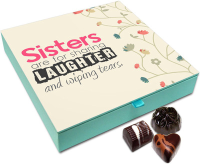 

Chocholik Rakhi Gift Box - Sisters Are For Laughter And Wiping Tears Chocolate Box For Brother / Sister - 9pc Truffles(108 g)