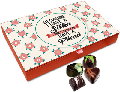 

Chocholik Rakhi Gift Box - My Sister Is My friend And She Knows It Chocolate Box For Brother / Sister - 12pc Truffles(144 g)