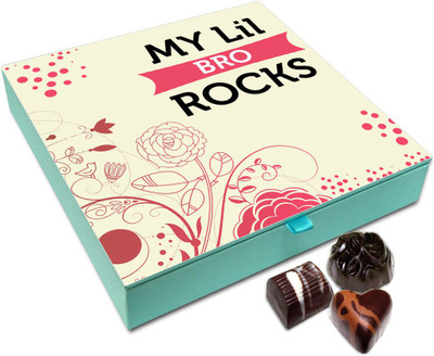 

Chocholik Rakhi Gift - My Little Brother Rocks Chocolate Box For Brother / Sister - 9pc Truffles(108 g)