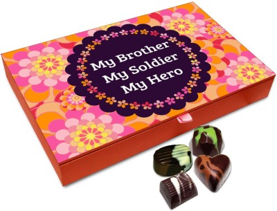 

Chocholik Rakhi Gift Box - My Brother My Soldier And My Hero Chocolate Box For Brother / Sister - 12pc Truffles(144 g)