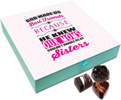 

Chocholik Rakhi Gift Box - God Made Us Best Friend Chocolate Box For Brother / Sister - 9pc Truffles(108 g)