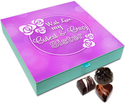 

Chocholik Rakhi Gift - With Love My Cutest And Crazy Sister Chocolate Box For Brother / Sister - 9pc Truffles(108 g)