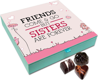 

Chocholik Rakhi Gift Box - People Come And Go But Sisters Are Forever Chocolate Box For Brother / Sister - 9pc Truffles(108 g)