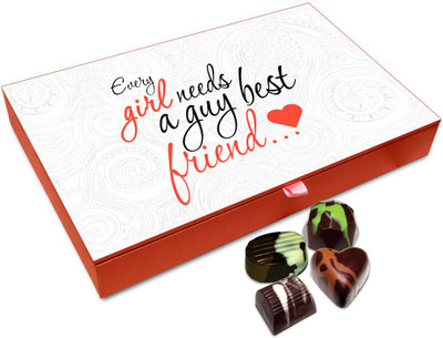 

Chocholik Friendship Gift Box - A Girl Needs A Guy Best Friend Chocolate Box For Friends - 12pc Truffles(144 g)