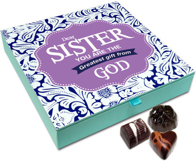 

Chocholik Rakhi Gift - Hey Sister You Are The Greatest Gift From God Chocolate Box For Brother / Sister - 9pc Truffles(108 g)
