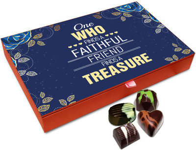 

Chocholik Friendship Gift Box - Faithful Friends Are Like Treasures Chocolate Box For Friends - 12pc Truffles(144 g)