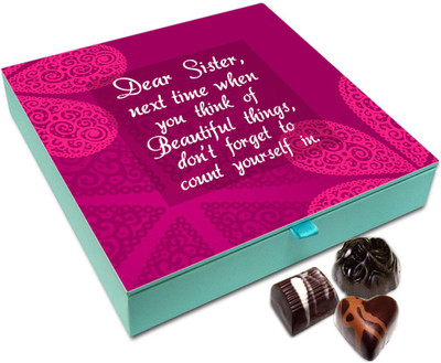 

Chocholik Rakhi Gift - Sister Count Yourself In The Most Beautiful Things Chocolate Box For Brother / Sister - 9pc Truffles(108 g)