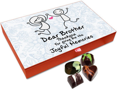 

Chocholik Rakhi Gift - Hey Brother Thank You For Joyful Memories Chocolate Box For Brother / Sister - 12pc Truffles(144 g)
