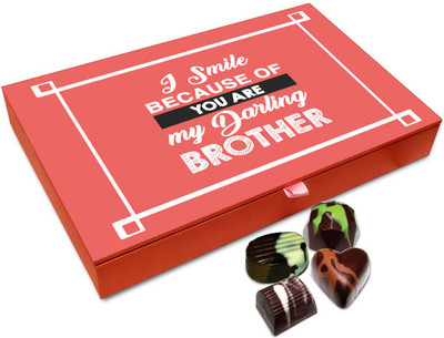 

Chocholik Rakhi Gift - I Smile A Lot Because Of My Brother Chocolate Box For Brother / Sister - 12pc Truffles(144 g)