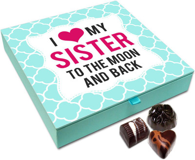 

Chocholik Rakhi Gift - I Love MY Sister To The Moon And Back Chocolate Box For Brother / Sister - 9pc Truffles(108 g)