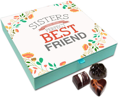 

Chocholik Rakhi Gift Box - Sisters Are The Perfect Best Friend Chocolate Box For Brother / Sister - 9pc Truffles(108 g)
