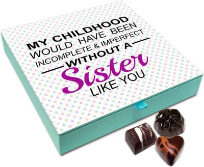 

Chocholik Rakhi Gift Box - My Childhood Is Incomplete Without My Sister Chocolate Box For Brother / Sister - 9pc Truffles(108 g)