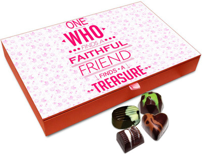 

Chocholik Friendship Gift Box - A Faithful Friend Is Like Treasure Chocolate Box For Friends - 12pc Truffles(144 g)