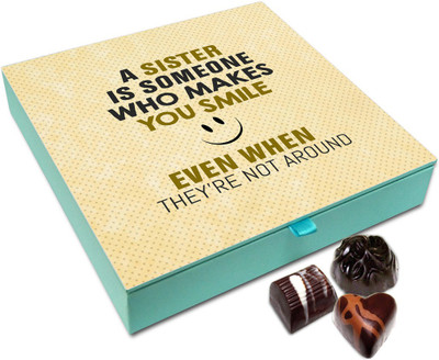 

Chocholik Rakhi Gift - A Sister Is Someone Who Makes You Smile Chocolate Box For Brother / Sister - 9pc Truffles(108 g)