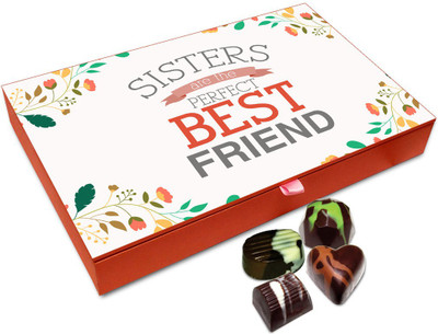 

Chocholik Rakhi Gift Box - Sisters Are The Perfect Best Friend Chocolate Box For Brother / Sister - 12pc Truffles(144 g)