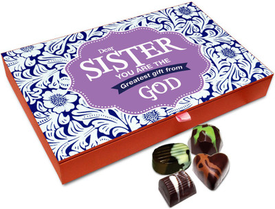 

Chocholik Rakhi Gift - Hey Sister You Are The Greatest Gift From God Chocolate Box For Brother / Sister - 12pc Truffles(144 g)