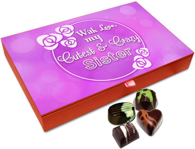 

Chocholik Rakhi Gift - With Love My Cutest And Crazy Sister Chocolate Box For Brother / Sister - 12pc Truffles(144 g)
