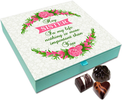 

Chocholik Rakhi Gift - Hey Sister Nothing Is Important Than You Chocolate Box For Brother / Sister - 9pc Truffles(108 g)