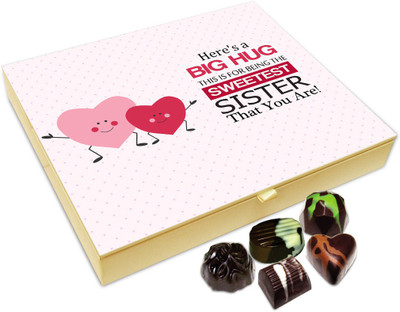 

Chocholik Rakhi Gift Box - Big Hug To Sweetest Sister Chocolate Box For Brother / Sister - 20pc Truffles(240 g)