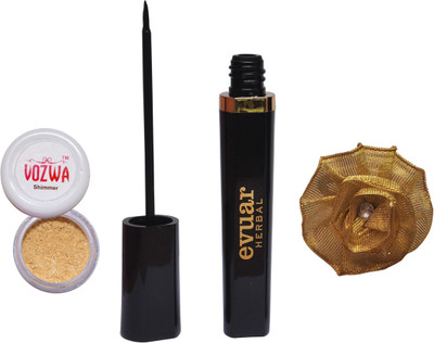 

Vozwa Golden Shimmer Powder, Evuar Herbal Eye Liner With band(Set of 3)