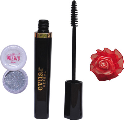 

Vozwa Silver Glitter Powder, Evuar Herbal Mascara with band(Set of 3)