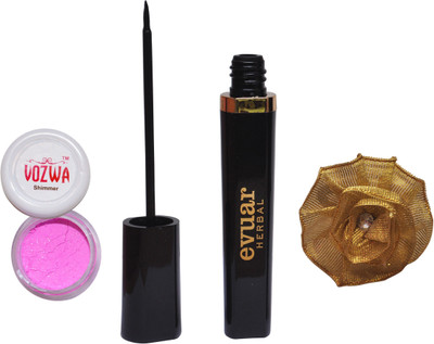 

Vozwa Pink Shimmer Powder, Evuar Herbal Eye Liner With band(Set of 3)