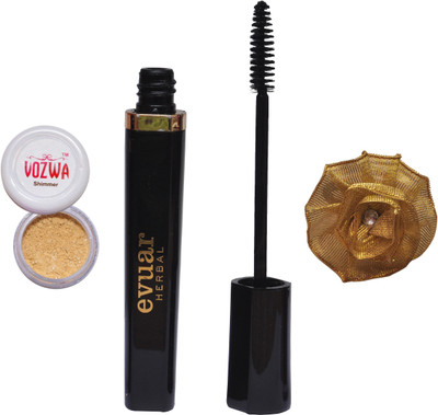 

Vozwa Golden Shimmer Powder, Evuar Herbal Mascara with band(Set of 3)