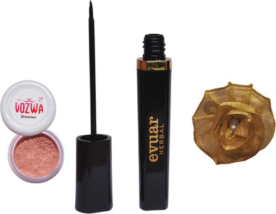 

Vozwa Copper Shimmer Powder, Evuar Herbal Eye Liner With band(Set of 3)