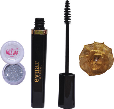 

Vozwa Silver Glitter Powder, Evuar Herbal Mascara with band(Set of 3)