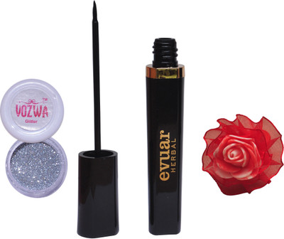 

Vozwa Silver Glitter Powder, Evuar Herbal Eye Liner With band(Set of 3)