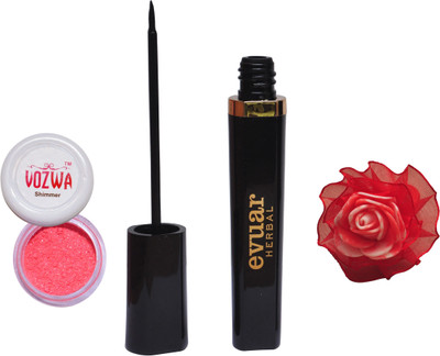 

Vozwa Red Shimmer Powder, Evuar Herbal Eye Liner With band(Set of 3)