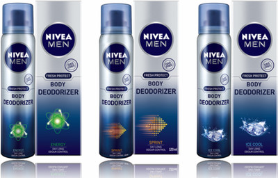 

Nivea Energy,Sprint,Ice Deodorizer Deodorant Spray - For Men(120 ml, Pack of 3)