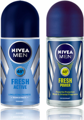 

Nivea Fresh Active & Fresh Power Deodorant Roll-on - For Men(50 ml, Pack of 2)