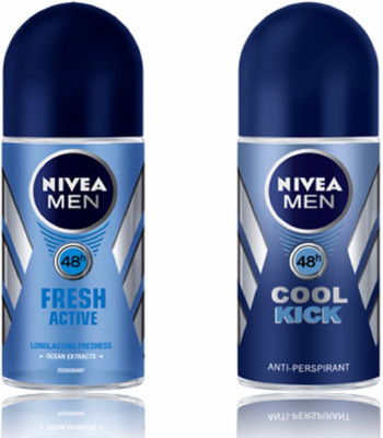 

Nivea Fresh Active & Cool Kick Deodorant Roll-on - For Men(50 ml, Pack of 2)