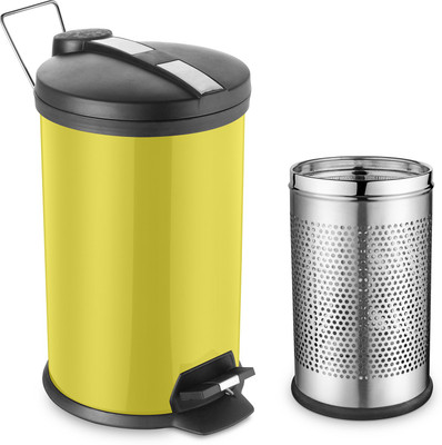 

Ideale Padle Bin + Perforated Steel Bin Carbon Steel, Stainless Steel, Plastic Dustbin(Yellow, Pack of 2)
