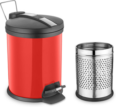 

Ideale Padle Bin Dustbin + Perfortated Steel Bin Carbon Steel, Stainless Steel, Plastic Dustbin(Red, Pack of 2)