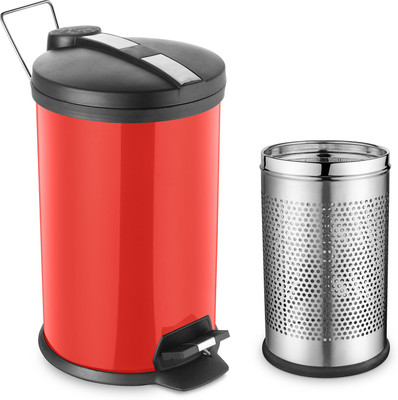 

Ideale Padle Bin Dustbin + Perforated Steel Bin Carbon Steel, Plastic, Stainless Steel Dustbin(Red, Pack of 2)