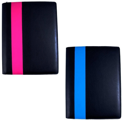 

COI leatherite black/blue and black/pink conference file and folders for certificate and documents for students portfolio with zip expending file folder ( set of 2 )(Set Of 2, black/blue, black/pink)